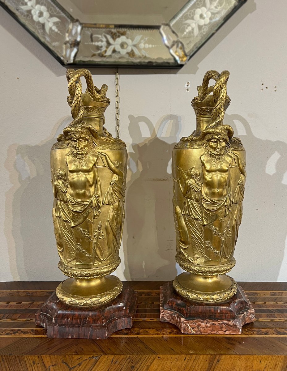 PAIRE DE VASES BARBEDIENNE EN BRONZE PREMIÈRE MOITIÉ DU 19ème SIÈCLE-photo-4