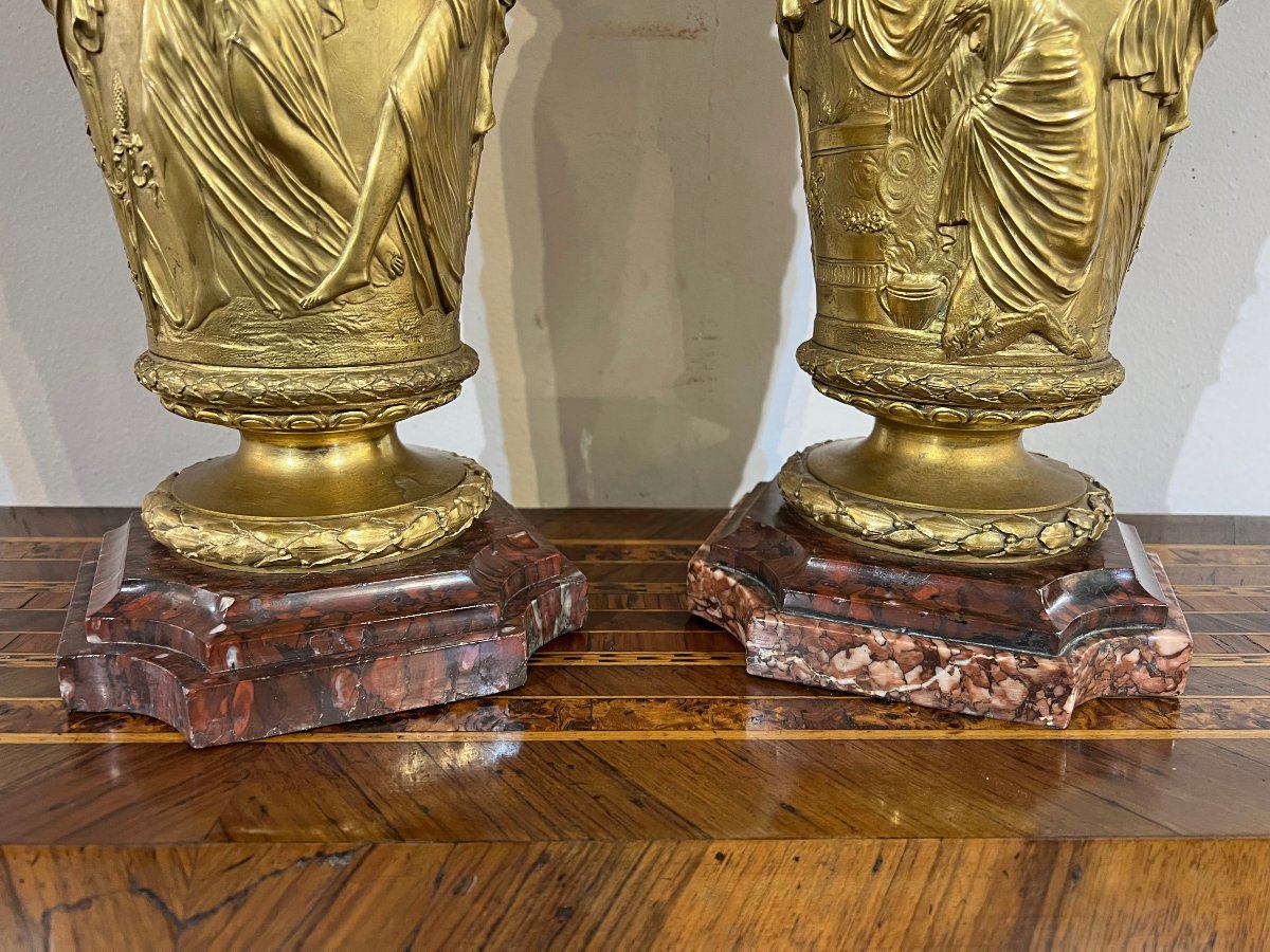 PAIRE DE VASES BARBEDIENNE EN BRONZE PREMIÈRE MOITIÉ DU 19ème SIÈCLE-photo-2