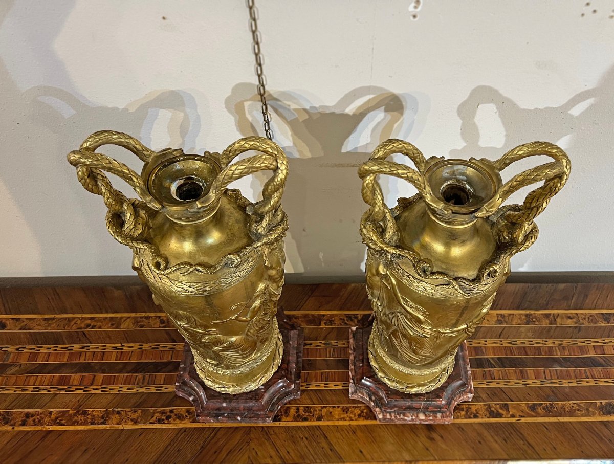 PAIRE DE VASES BARBEDIENNE EN BRONZE PREMIÈRE MOITIÉ DU 19ème SIÈCLE-photo-6