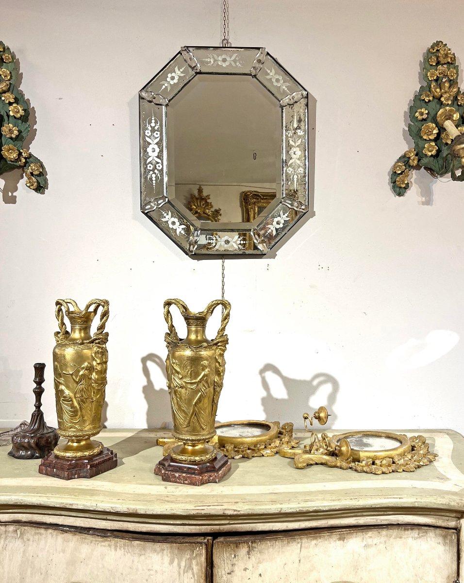 Mid 19th Century Mirror With Engraved Glass -photo-6