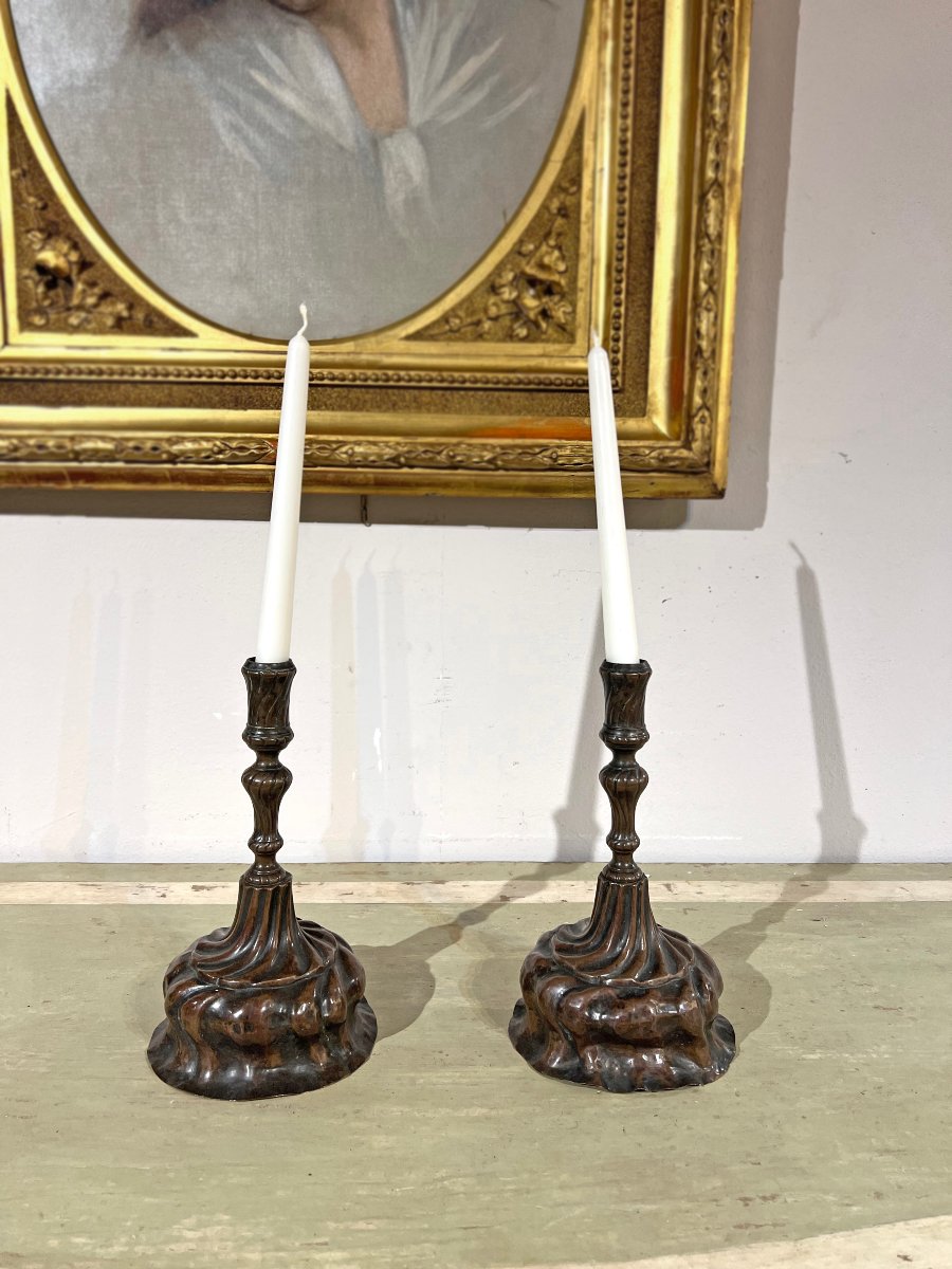 Mid-18th Century Pair Of Copper Candlesticks-photo-5