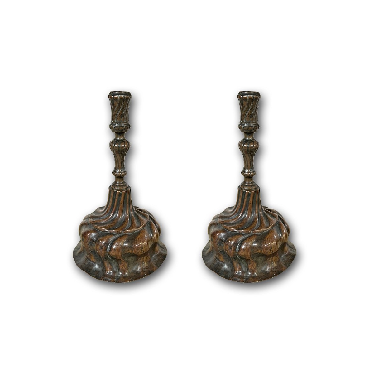 Mid-18th Century Pair Of Copper Candlesticks