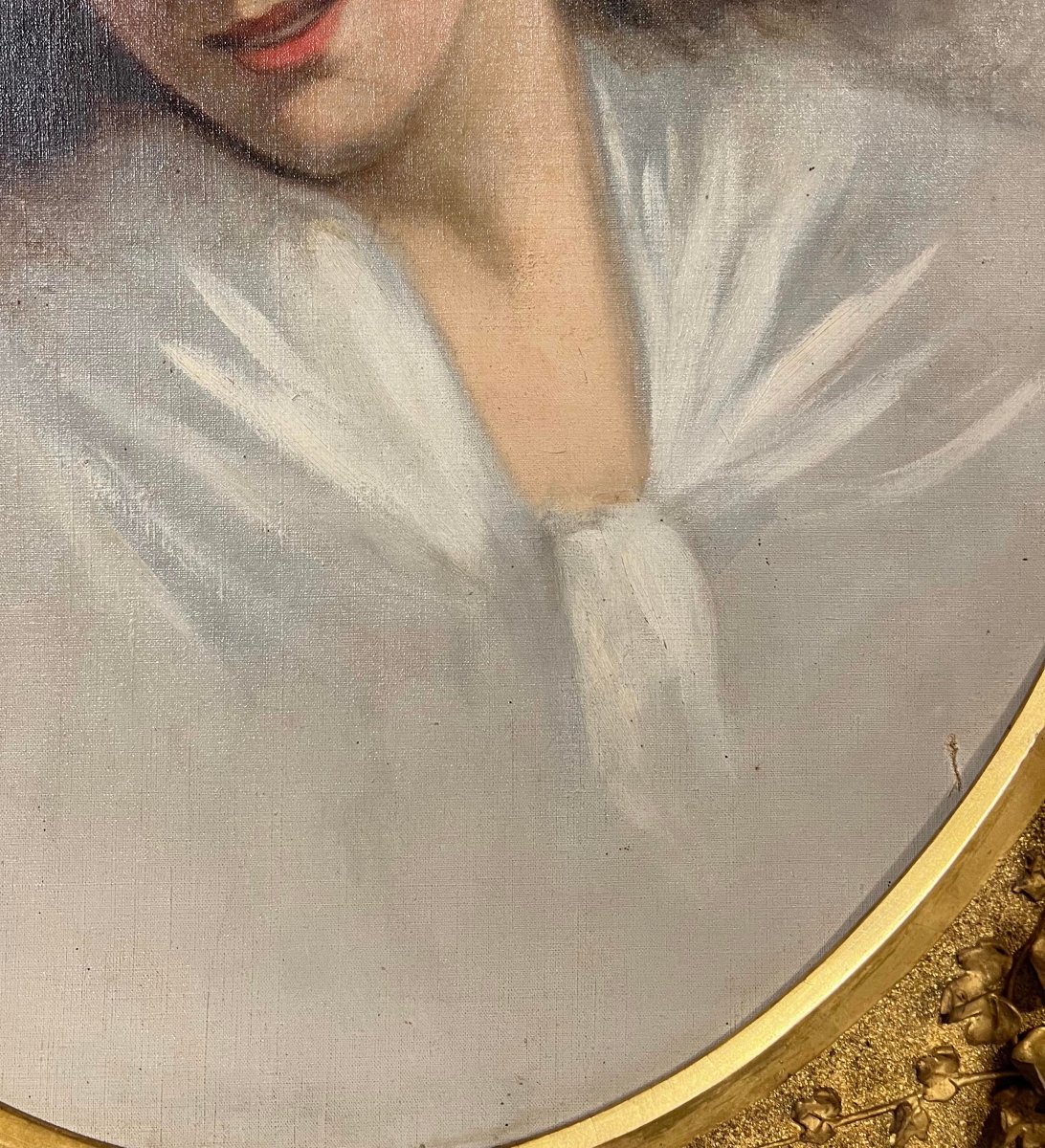 TABLEAU REPRÉSENTANT UNE JEUNE FILLE SECONDE MOITIÉ DU 19ème SIÈCLE-photo-2