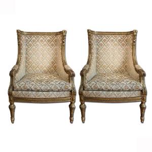 19th Century Pair Of Bergère Armchairs