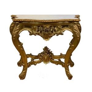 CONSOLE TOSCANE DORÉE, CHARLES X, DÉBUT DU 19ème SIÈCLE