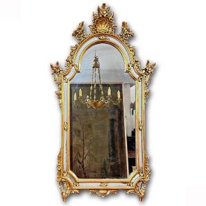 19th Century Large Carved And Golden Wood Mirror 