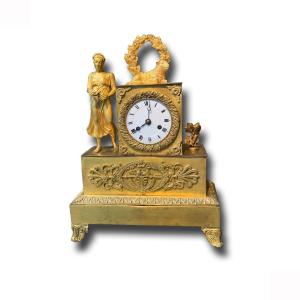 Neoclassical Table Clock With 18th Century Shepherd