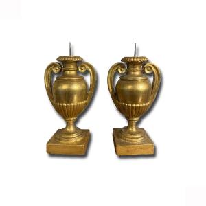 Early 19th Century Pair Of Golden Amphora Candelabra 