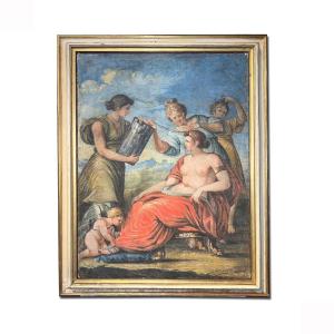 Second Half Of The 18th Century Tempera On Canvas Venus Bathing