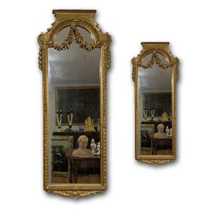 19th Century Pair Of Tuscan Mirrors In Neoclassic Style