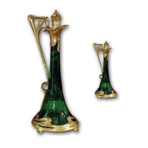 Late 19th-early 20th Century Pair Of Art Nouveau Bottles 