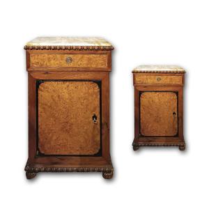 First Half 19th Century Pair Of Small Sideboards Charles X 