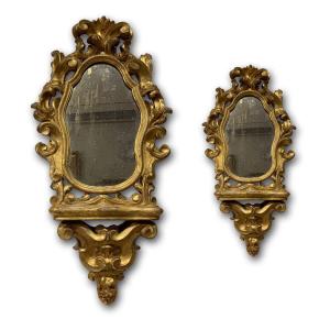 Mid-18th Century Pair Of Mirrors With Shelf 