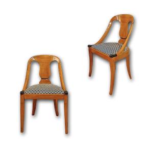 First Half Of The 19th Century Charles X Small Armchairs In Walnut 