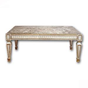 TABLE BASSE EN BOIS ET ALBÂTRE SECONDE MOITIÉ DU 19ème SIÈCLE