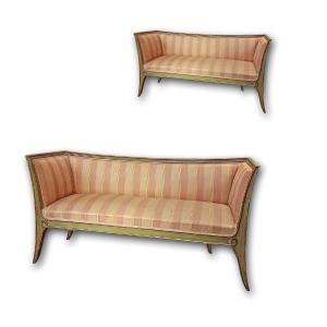 Mid-19th Century Pair Of Gilt And Lacquered Sofas