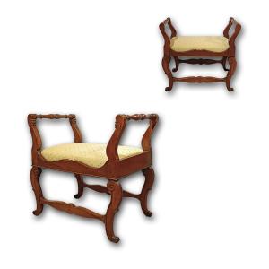 First Half Of The 19th Century Pair Of Charles X Stools