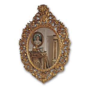 Second Half Of The 19th Century Oval Gilded Mirror