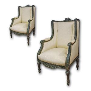 PAIRE DE FAUTEUILS BERGÈRE DÉBUT 19ème SIÈCLE