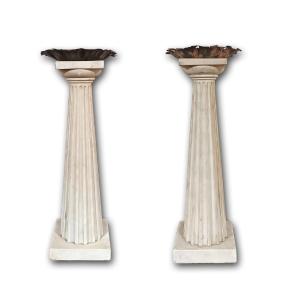 PAIRE DE CANDÉLABRES EN MARBRE SECONDE MOITIÉ DU 18ème SIÈCLE