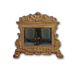 Late 18th Century Small Gilt-plated Brass Mirror