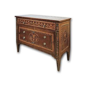 COMMODE NÉOCLASSIQUE MARQUETÉE DE LA FIN DU 18ème SIÈCLE