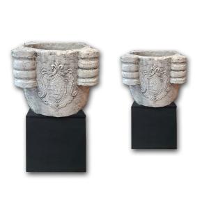 First Half Of The 17th Century Pair Of Marble Mortars