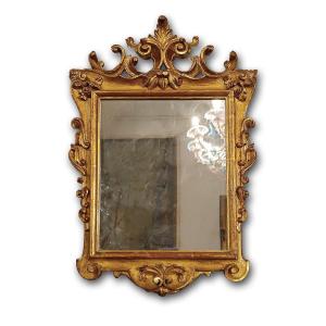 Second Half Of The 18th Century Small Gilded Wood Mirror 