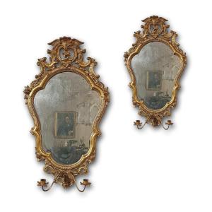 Mid-18th Century Pair Of Louis XV Gilt Mirrors
