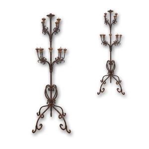 19th Century Pair Of Iron Torches