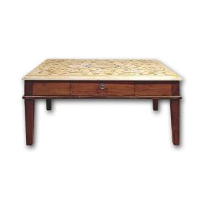 TABLE BASSE NÉOCLASSIQUE AVEC PLATEAU EN SCAGLIOLA FIN DU 18ème SIÈCLE