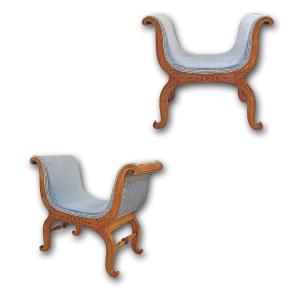 First Half Of The 19th Century Pair Of Charles X Stools