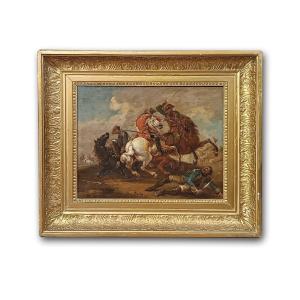 Late 18th Century Painting With A Battle Scene