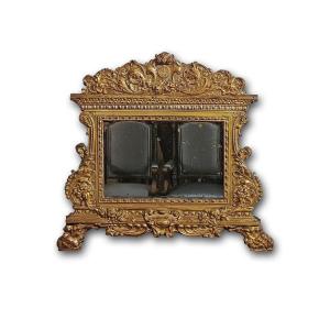 PETIT MIROIR EN LAITON DORÉ FIN DU 18ème SIÈCLE