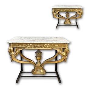 Second Half Of The 19th Century Pair Of Console Tables Florence Capital Period