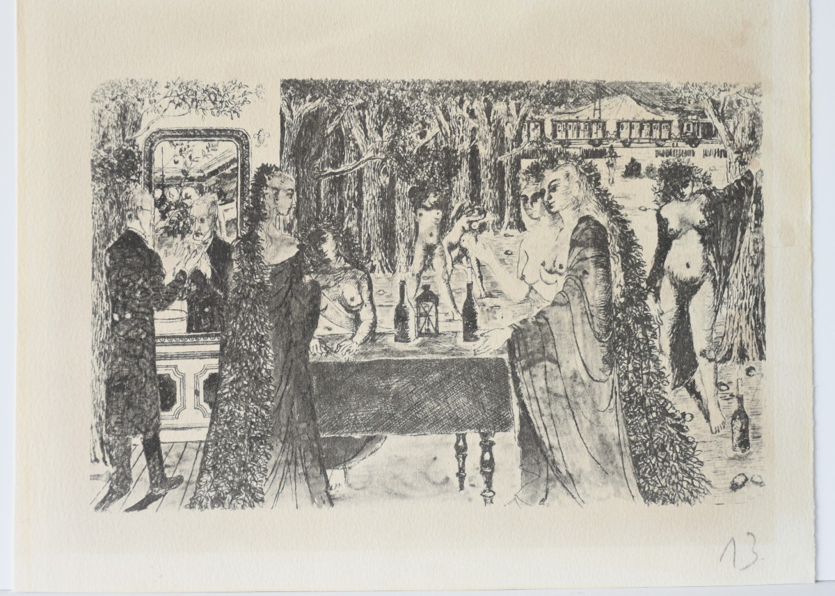 Paul Delvaux – "Les Astronomes", 1963 – Gravures originales recto verso-photo-8