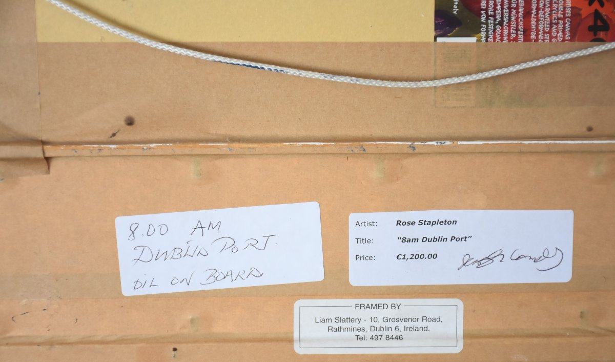 STAPLETON Rosé  (Irlande 1951) -  " 8am Dublin Port" - Huile sur panneau-photo-1