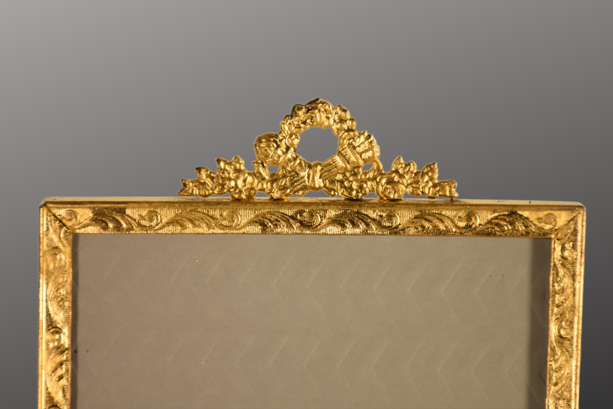 Paire de cadres en laiton doré Napoléon III-photo-3