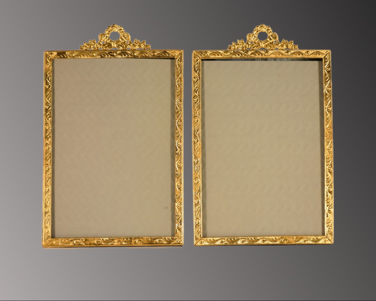 Paire de cadres en laiton doré Napoléon III
