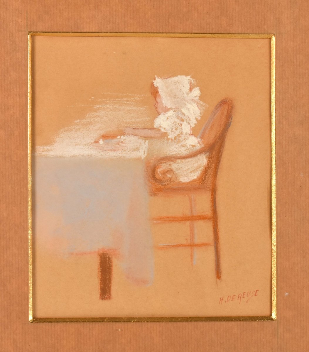 Pastel Signed By Hélène De Reuse (1892-1979) – Belgian Artist-photo-3