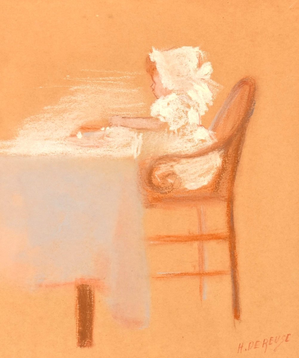 Pastel Signed By Hélène De Reuse (1892-1979) – Belgian Artist-photo-4