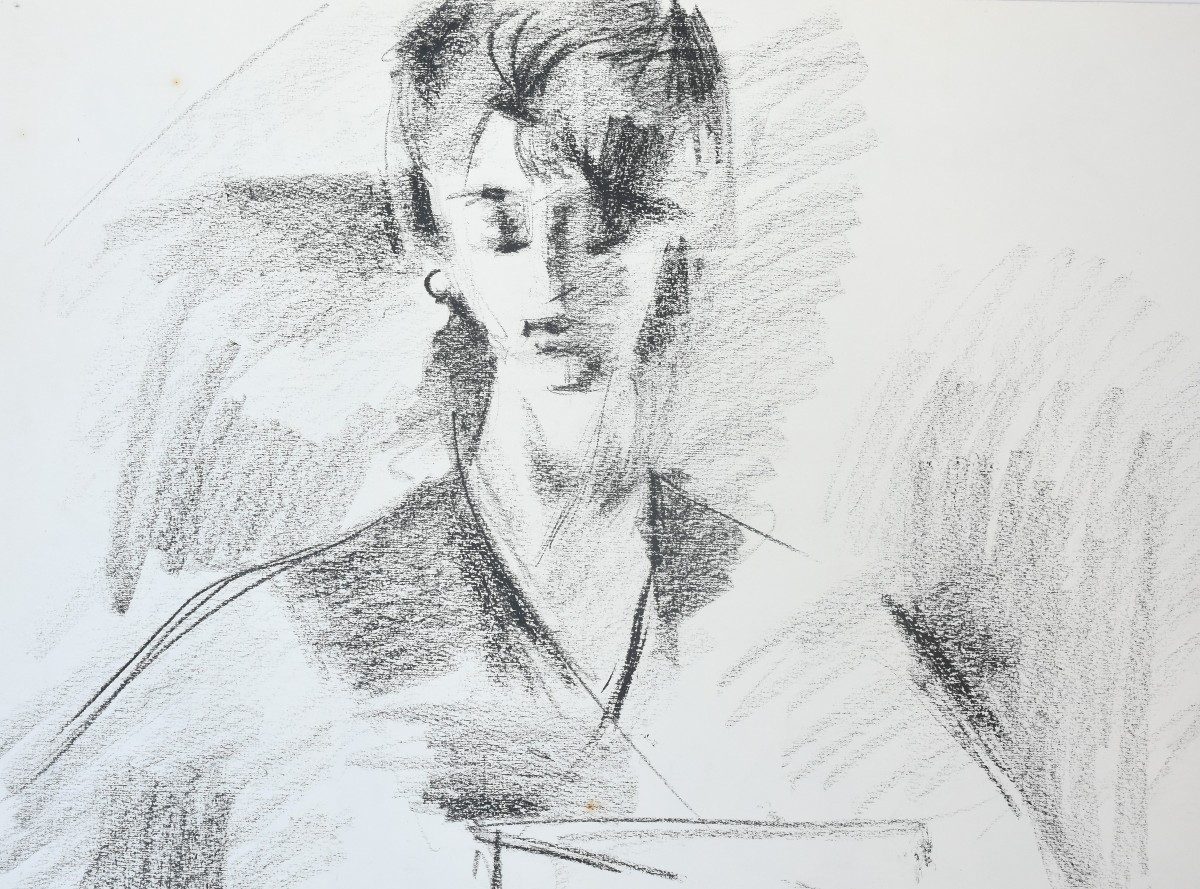 Mohamed Bouzid (1929-2014) — Large Double-sided Drawing, 1960 - Portrait And Exhibition Project-photo-1