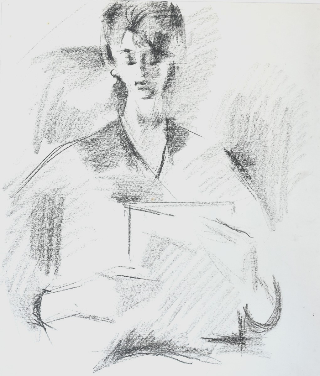 Mohamed Bouzid (1929-2014) — Large Double-sided Drawing, 1960 - Portrait And Exhibition Project
