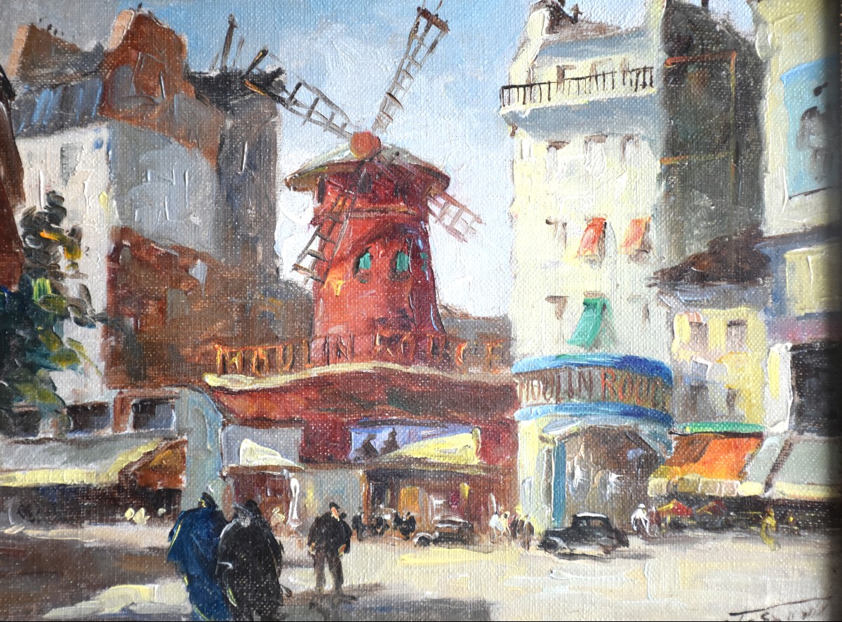 édouard Le Saout (1909–1981) – The Moulin Rouge, Montmartre – Oil On Canvas-photo-3