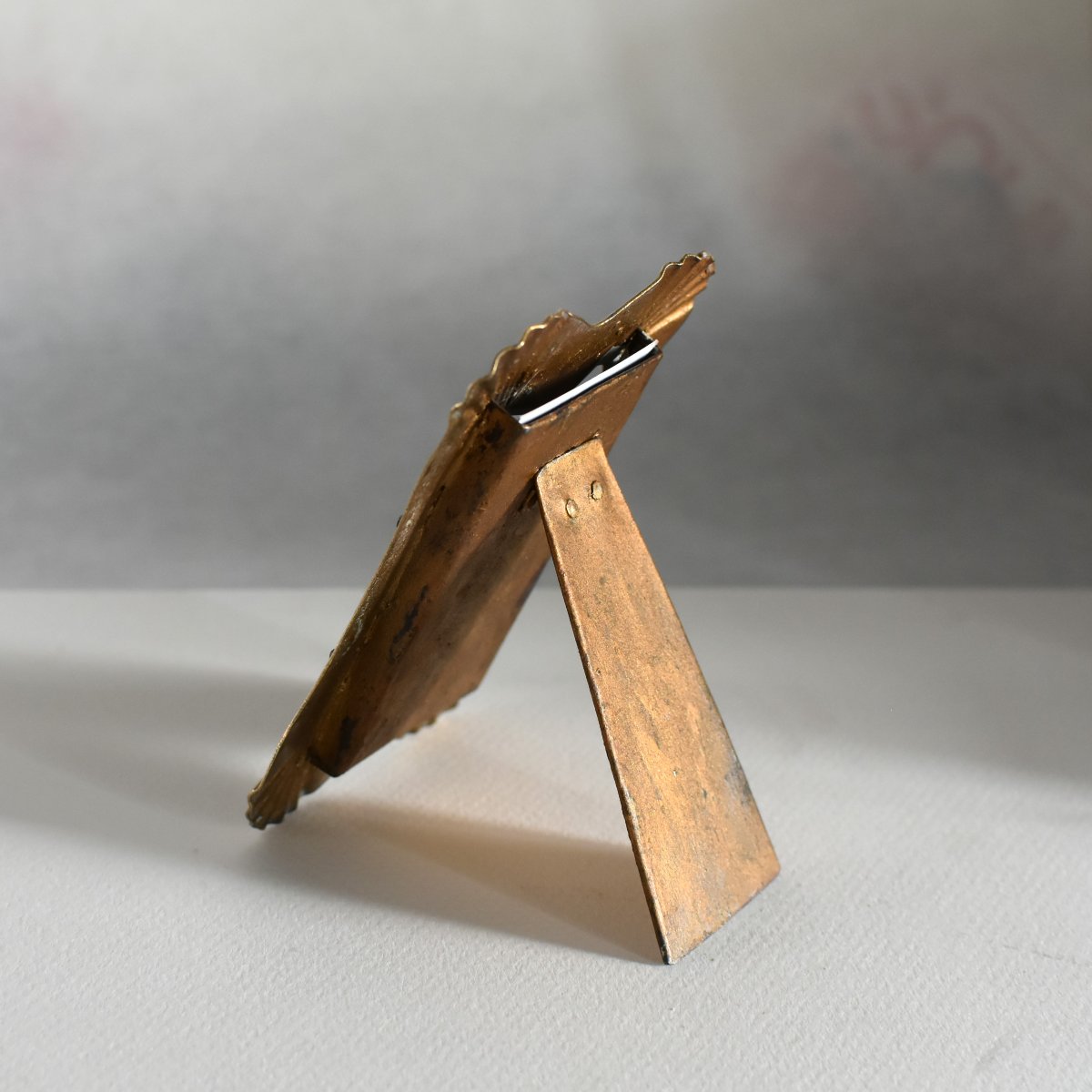 Small Art Nouveau Gilded Brass Table Picture Frame, Circa 1900-photo-2