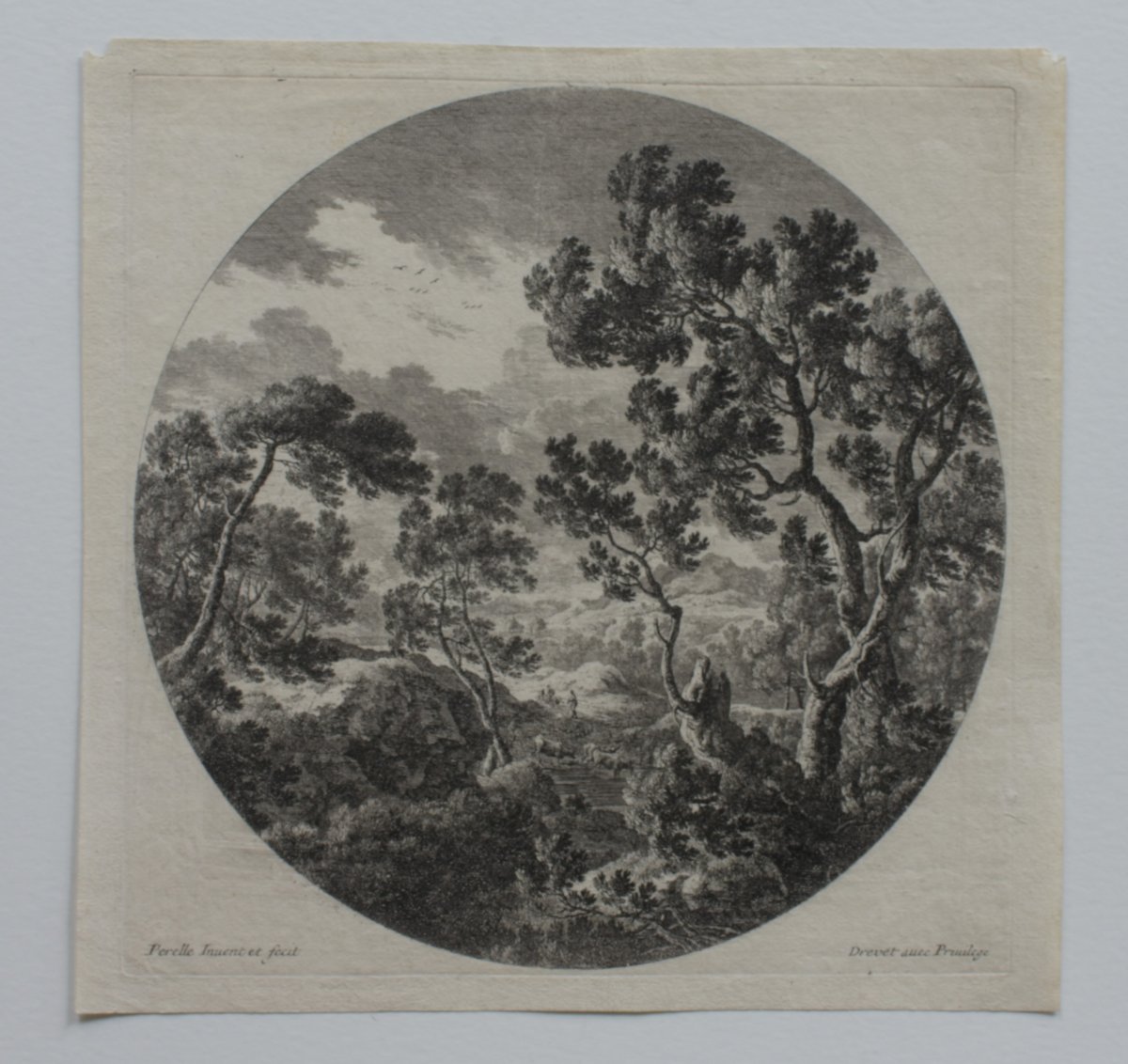 Gabriel Perelle (vernon 1603 – Paris 1677) -  Large Circular Landscape With Shepherds-photo-4