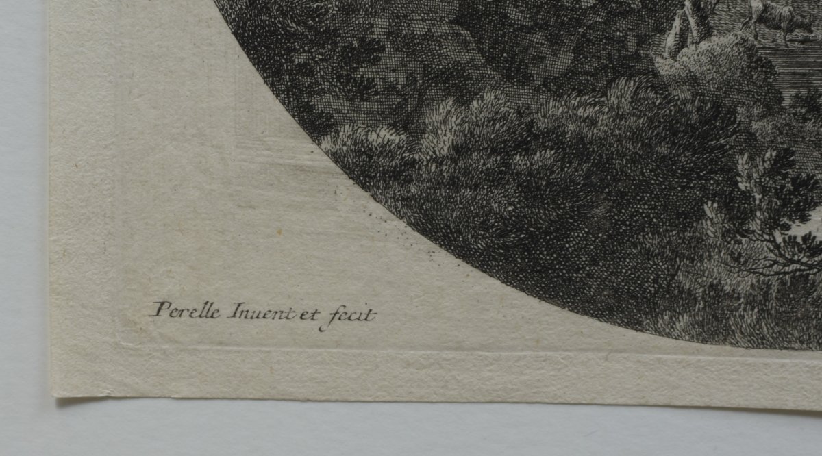 Gabriel Perelle (vernon 1603 – Paris 1677) -  Large Circular Landscape With Shepherds-photo-1