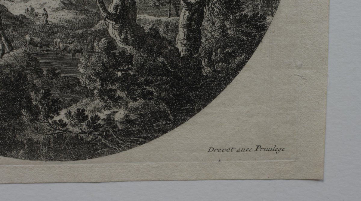 Gabriel Perelle (vernon 1603 – Paris 1677) -  Large Circular Landscape With Shepherds-photo-2