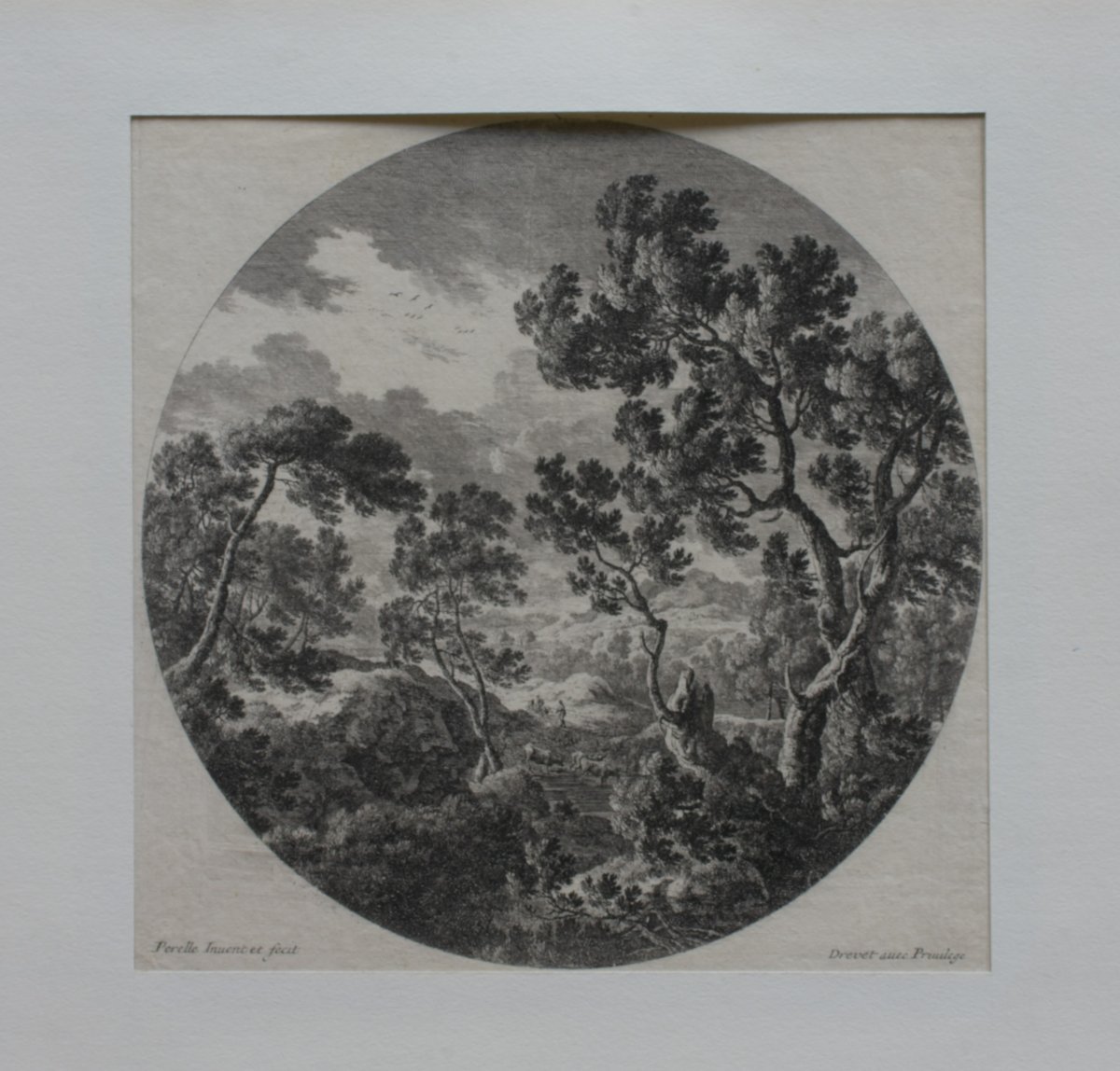 Gabriel Perelle (vernon 1603 – Paris 1677) -  Large Circular Landscape With Shepherds