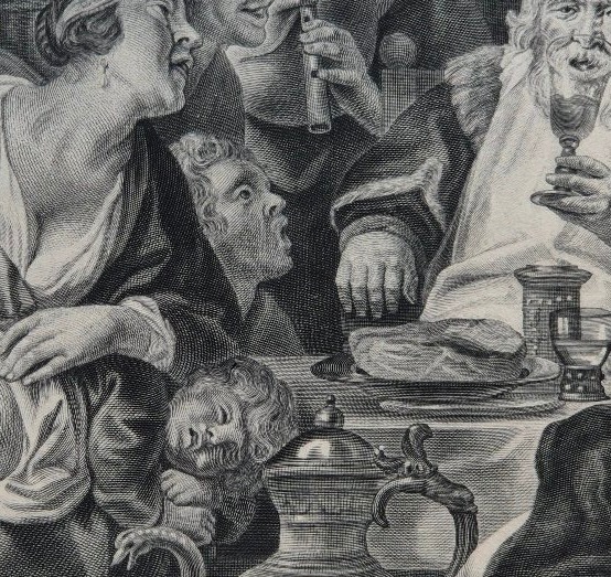 Le Roy de la Fève, d’après Jacob Jordaens – Gravure tirage Chalcographie Royale de Belgique-photo-3